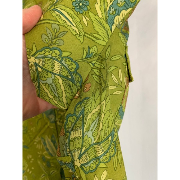 Norton McNaughton Women's Medium Rayon Floral Green Short Sleeve Blouse - Picture 7 of 8
